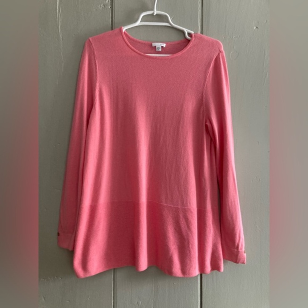 J. Jill Womens Tunic Sweater Coral Pink Long Sleeve Scoop Neck Pullover M